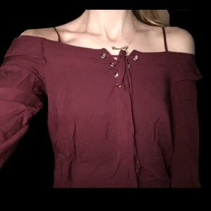 Maroon off the shoulder top